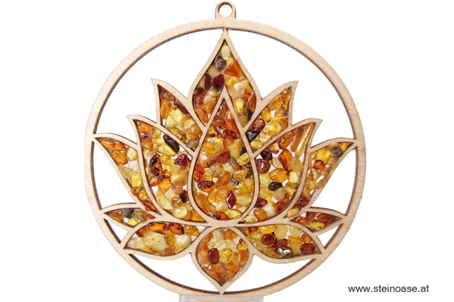 Fensterbild Suncatcher Bernstein - LOTUS  Ø 20cm